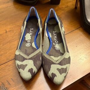 Rothy's Green and Brown Patterned Flats